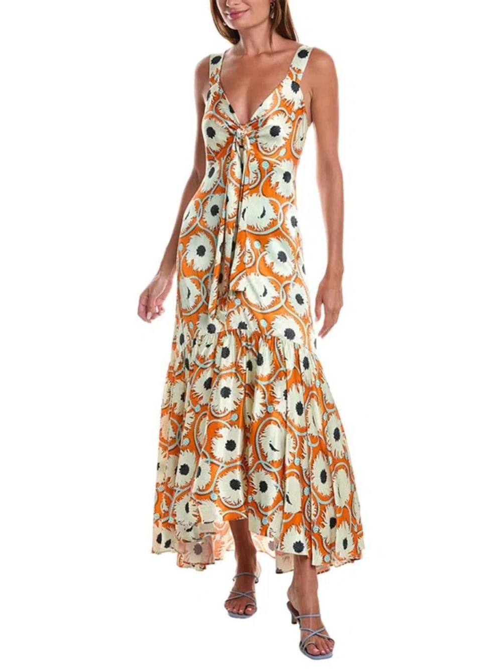 Alexis Ariel Sleeveless Front-Tie Midi-Maxi Dress in Orange Floral - Picture 4 of 4